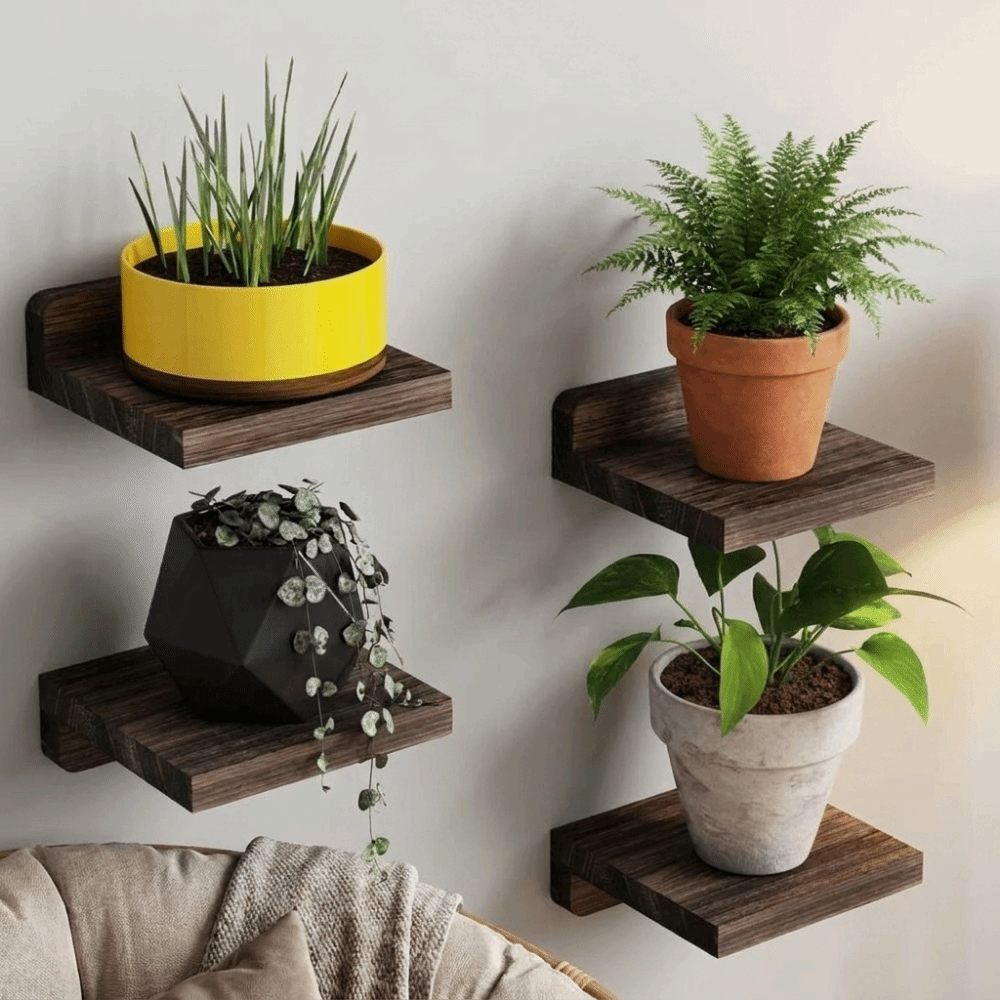 Flower Wall Panel - Набор из 4 деревянных навесных полок: