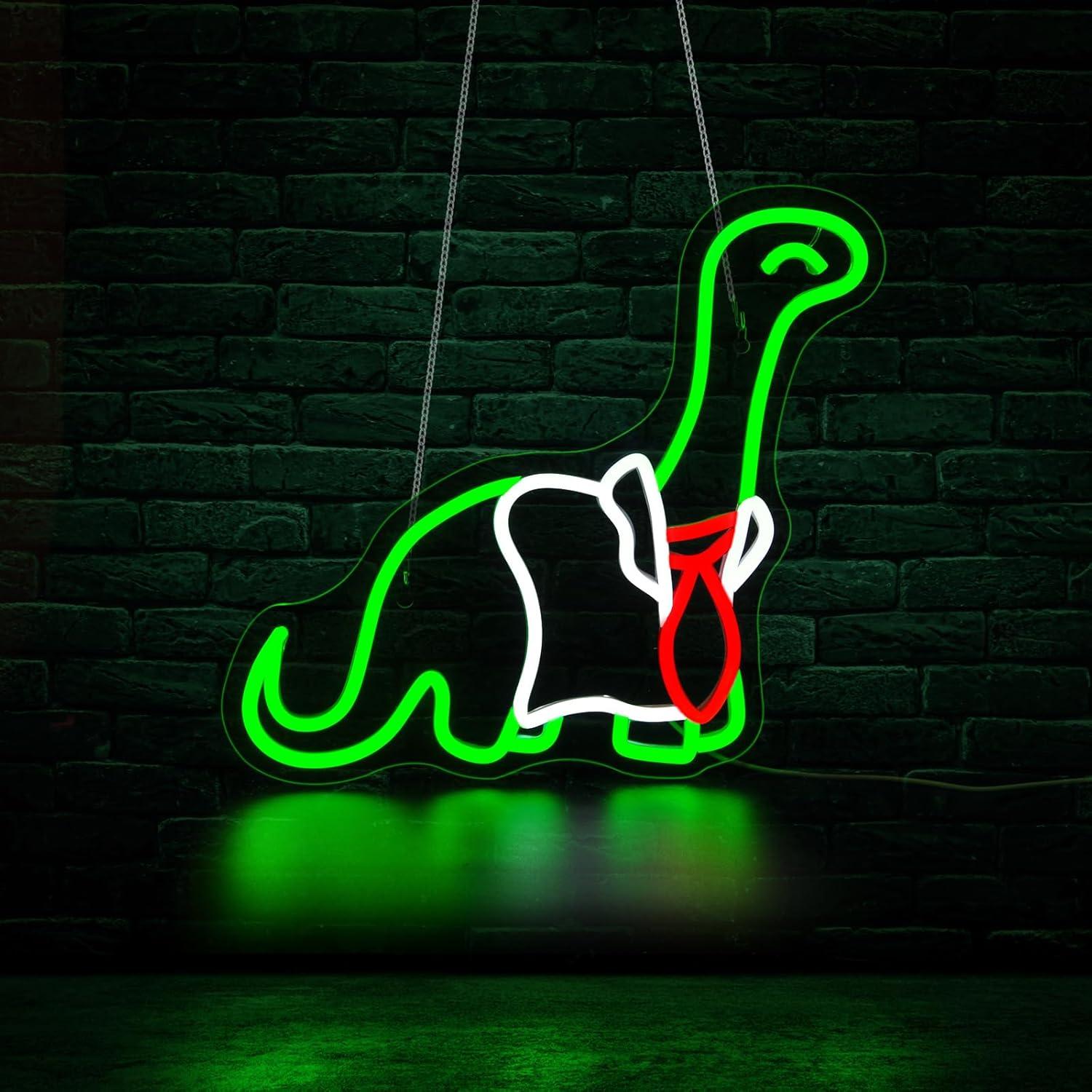 Neon Sign Party - Неоновая вывеска в виде динозавра с