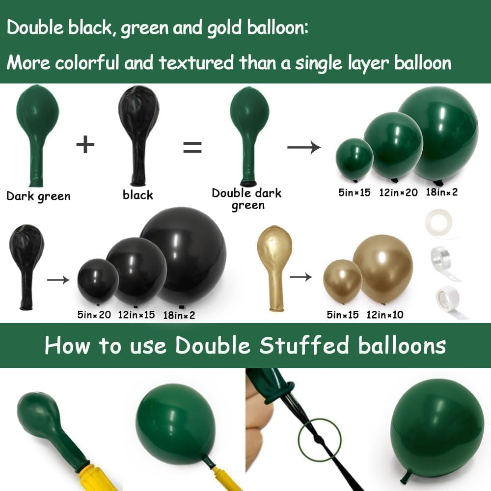 Черно-зеленая и золотая гирлян – обзор и цена Balloon Arch Kit